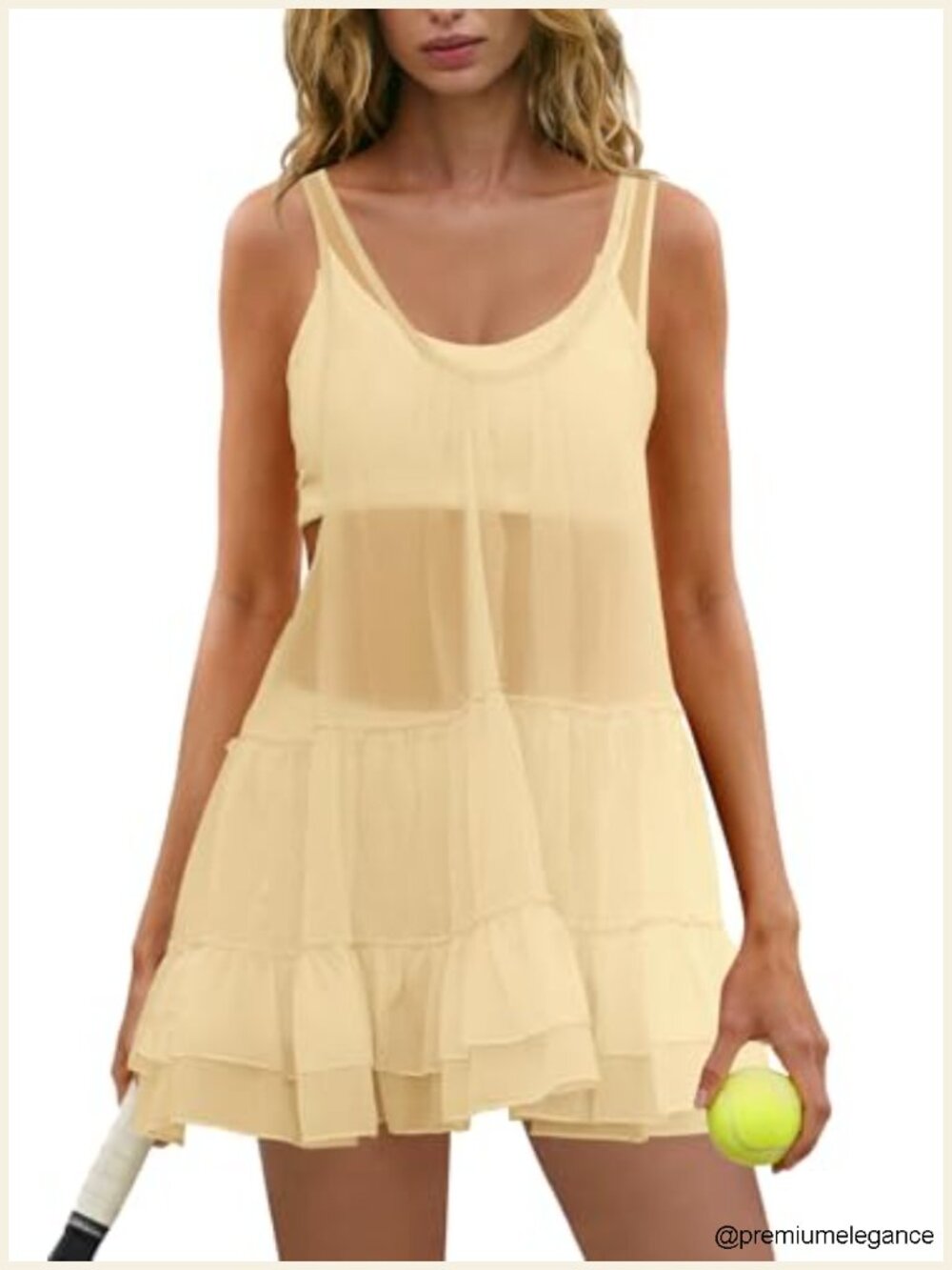 Women's 3 Piece Mesh Workout Dress Athletic Set - Sleeveless
